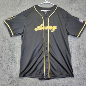 New Army Baseball Jersey Button Up US Flag Military Black Gold XL